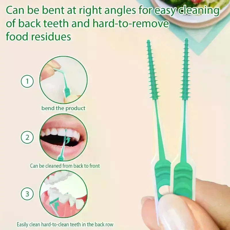 100Pcs Interdental Silicone Brushes Dental Toothpicks Brush Between Teeth With Thread Oral Cleaning Tools