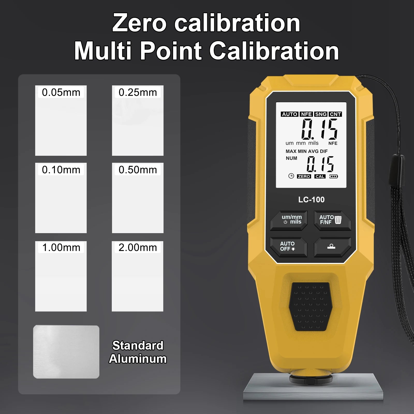 0-2000um High-precision Car Paint Thickness Tester Manual Paint Tools Automotive Coating Film Thickness Gauge for Fe/nfe LC-100