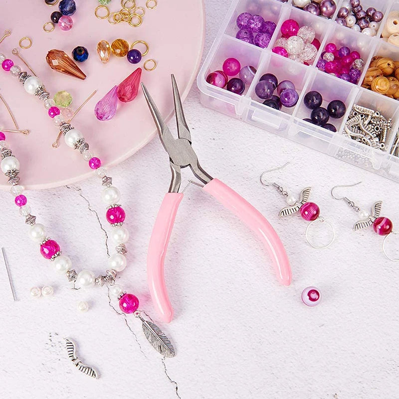 ★▲Mini Pliers Diagonal Round Bent Needle Nose Handcraft Beading Insulated Cutter Pliers For Jewelry Making Tools