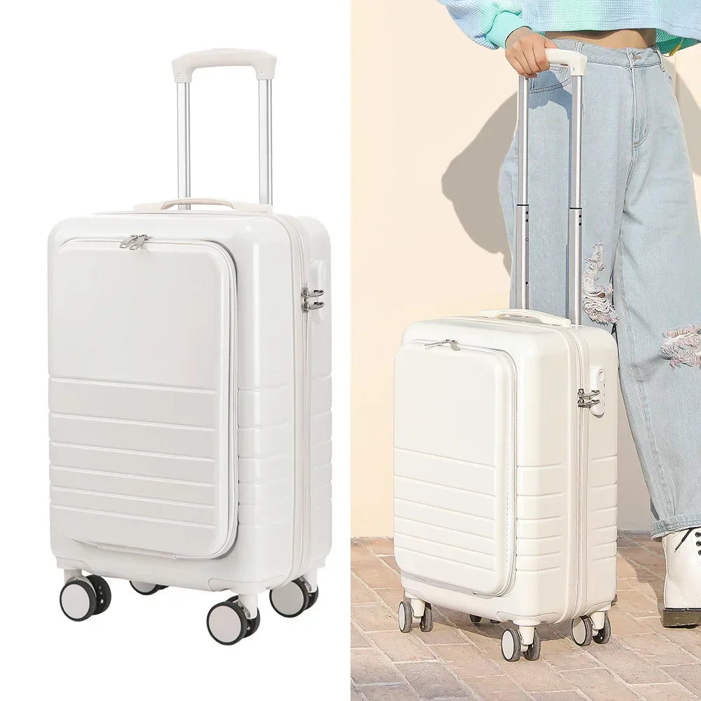 Front opening cover Wheel Carry on Trolley Luggage ABS+PC Travel Suitcase rolling suitcase Women fashion zipper suitcase valises