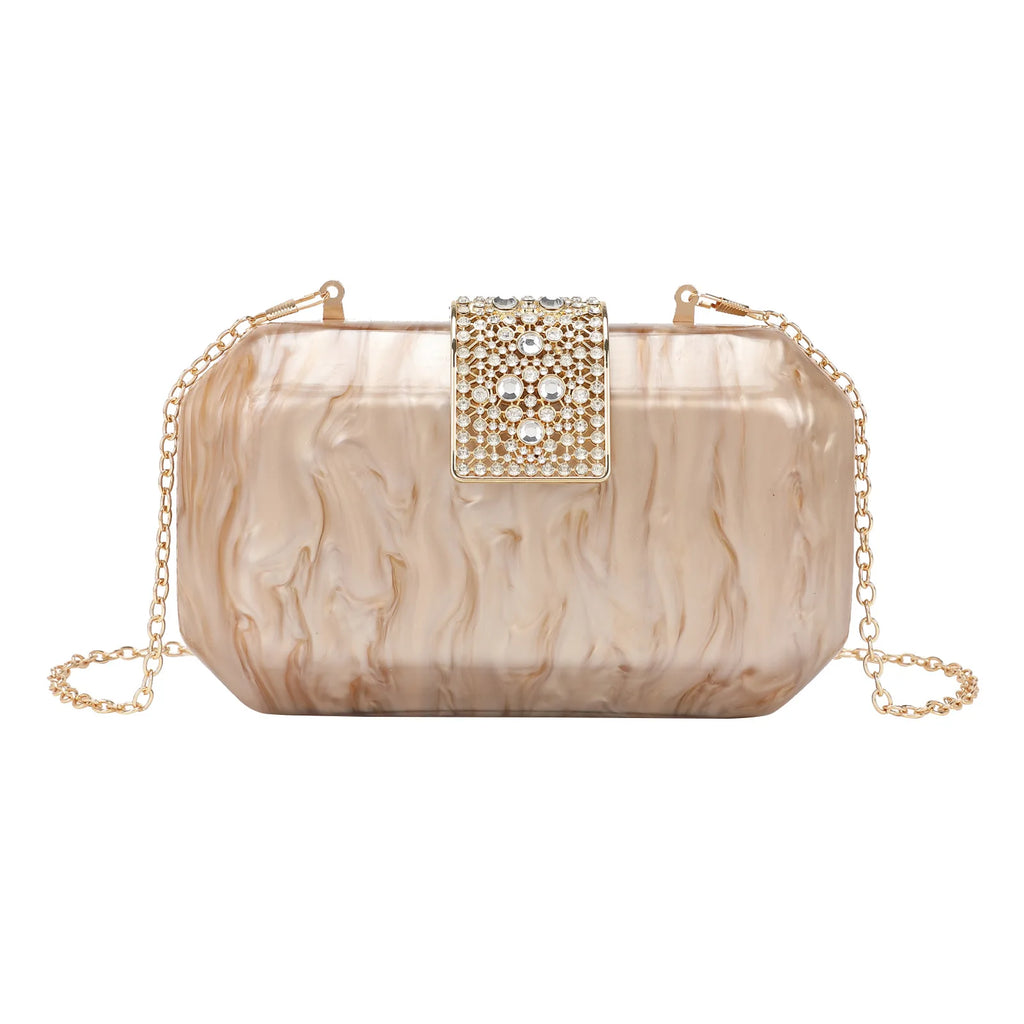 2025 new Korean style fashion temperament dinner bag portable light luxury diamond lock clutch bag evening bag