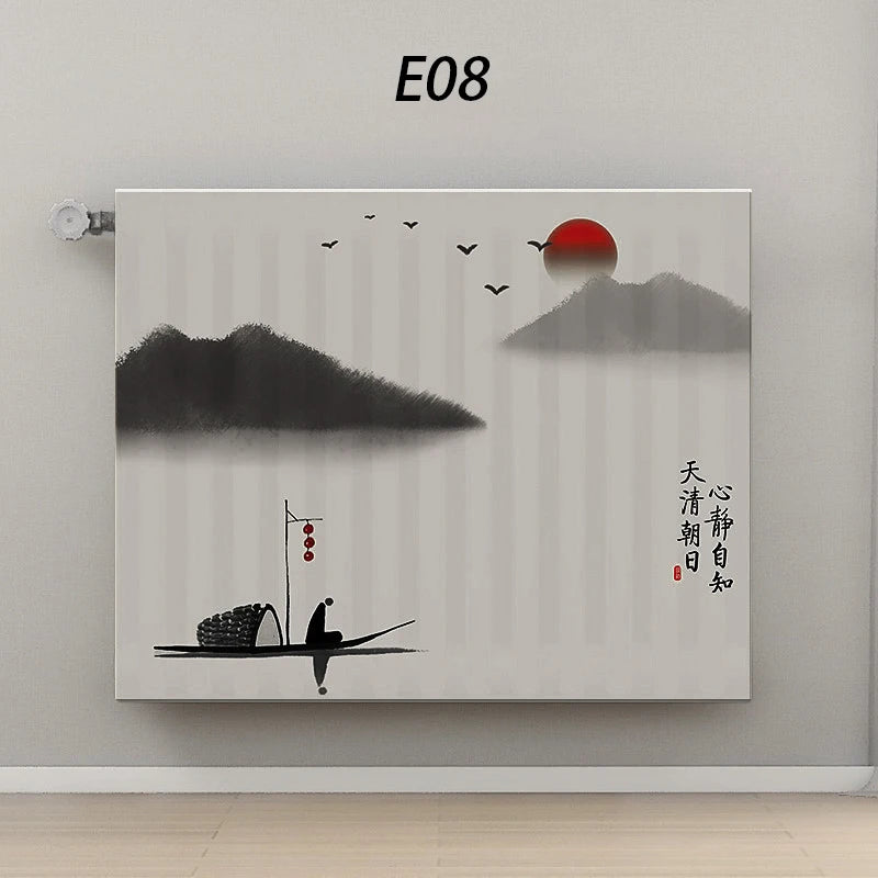 55-210cm Elastic All Inclusive Radiator Dust Cover Multi-sizes Chinese Style Printing Decorative Heater Cover Washable Reusable