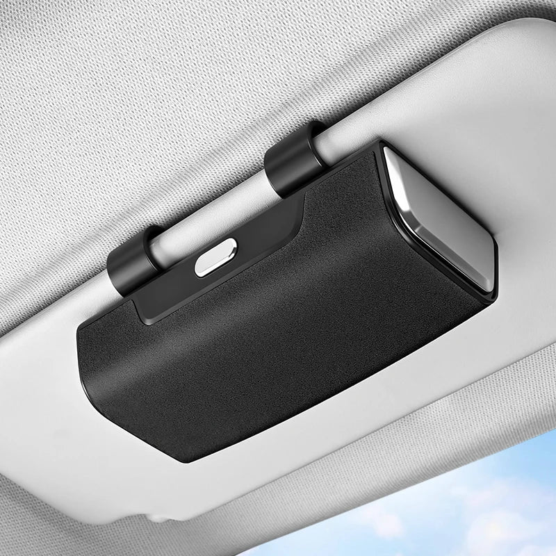 Universal Multifunctional Car Sunshade Glasses Protection Box, Sunglasses and Sunglasses Rack Storage Box, Clip On Sunshade, Car