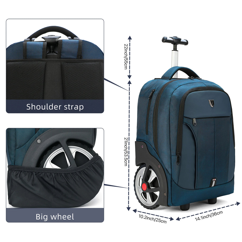 Rolling Luggage Backpack With Wheels Travel Suitcases Trolley Bags Multifinonal Laptop Carry on Backpack for Business Travel