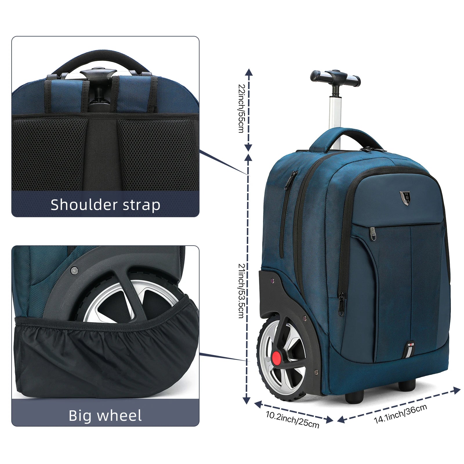 Rolling Luggage Backpack With Wheels Travel Suitcases Trolley Bags Multifinonal Laptop Carry on Backpack for Business Travel