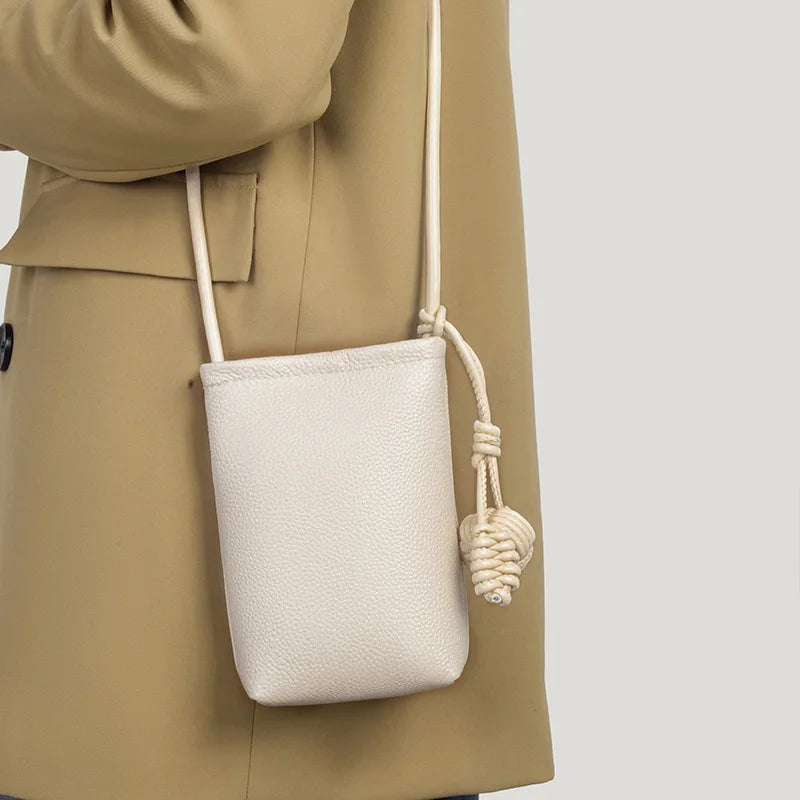Genuine leather phone bag, versatile crossbody small bag, shoulder bag, simple and stylish phone bag for women,fresh and elegant
