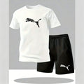 2026 Summer Outdoor Sports Set Men's Fashionable Comfortable Breathable T-shirt Shorts Casual Fashion Two Piece Sports Set