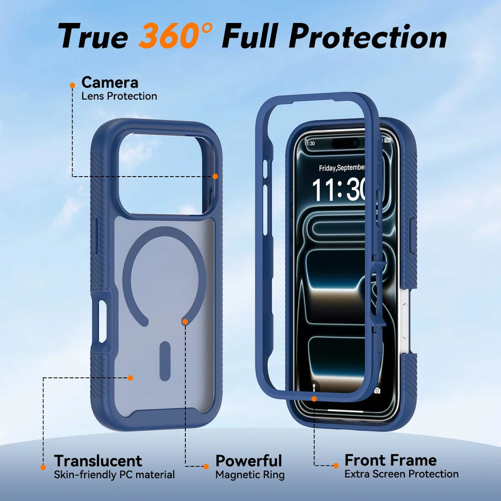Translucent For MagSafe Magnetic Phone Case For iPhone Air 17 Pro Max 16E Military Grade Protection Anti-Fingerprint Matte Cover