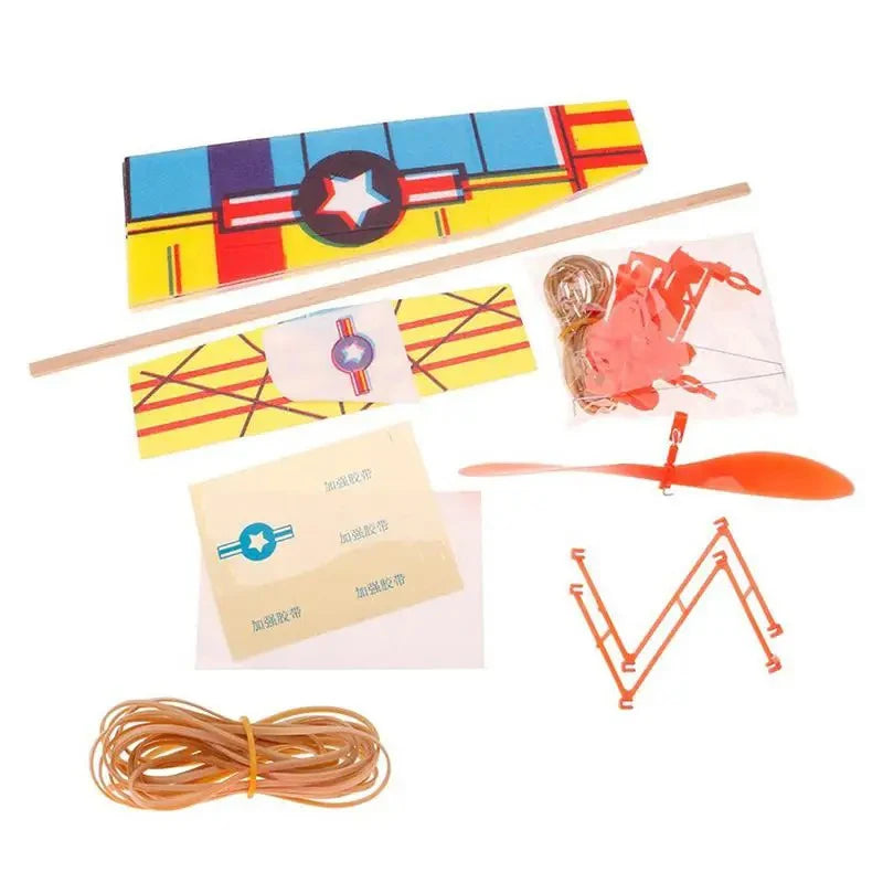 50cm Rubber Band Powered Bipplane Glider Aircraft DIY Foam Plane Model Educational Airplane Toy for Kids Outdoor Sport Toy Gift