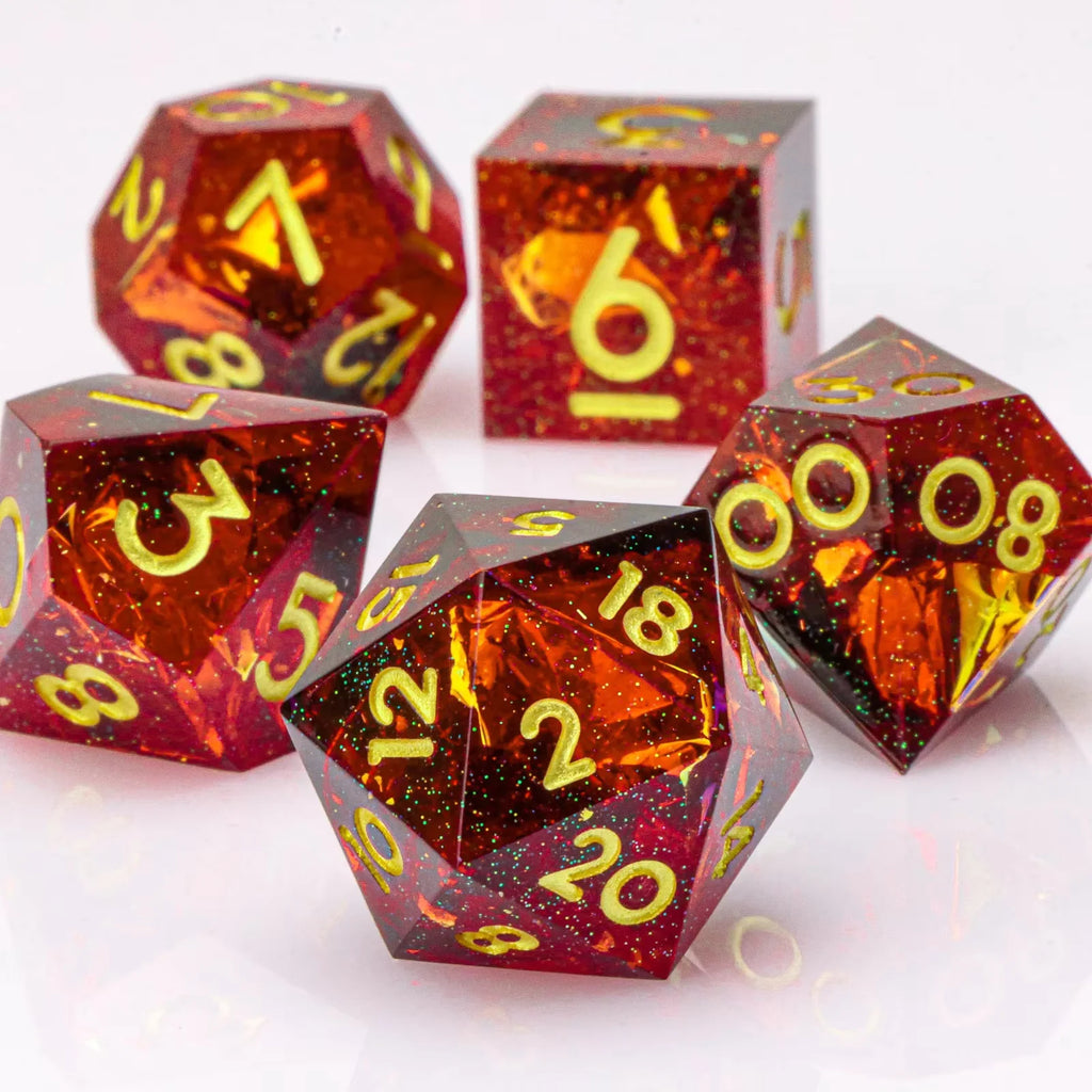 Dragon Eye Dice Set with Full Liquid Core & Sharp Edge | for D&D, Pathfinder RPG | Metallic Resin Dungeon Master Dice | for Gift
