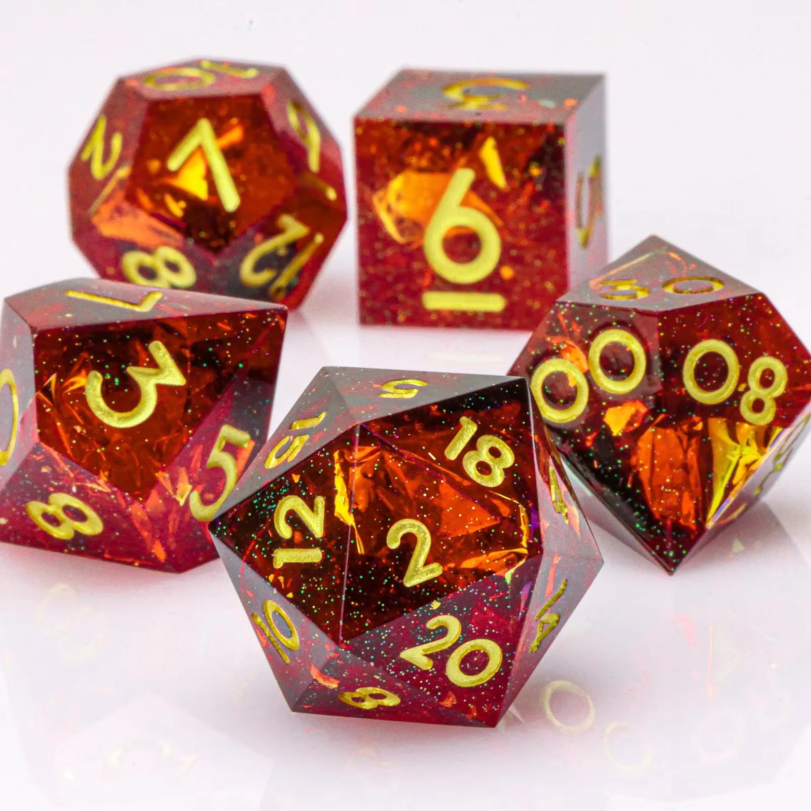Dragon Eye Dice Set with Full Liquid Core & Sharp Edge | for D&D, Pathfinder RPG | Metallic Resin Dungeon Master Dice | for Gift