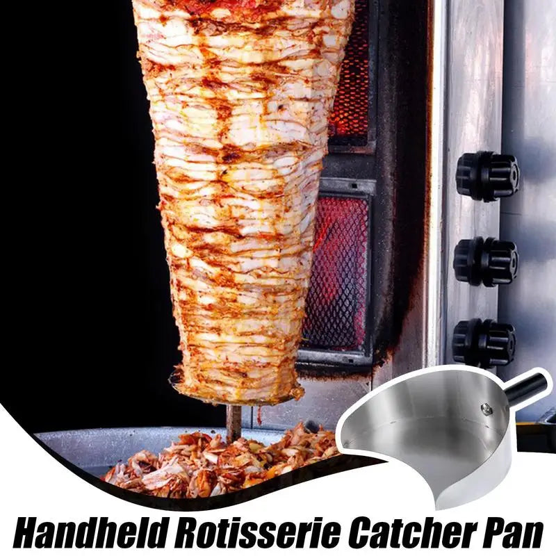 Handheld Meat Catcher BBQ Shovel Heat Resistant Grill Meat Plate Rotisserie Catcher Pan for Shawarma Machine Doner Kebab Grill