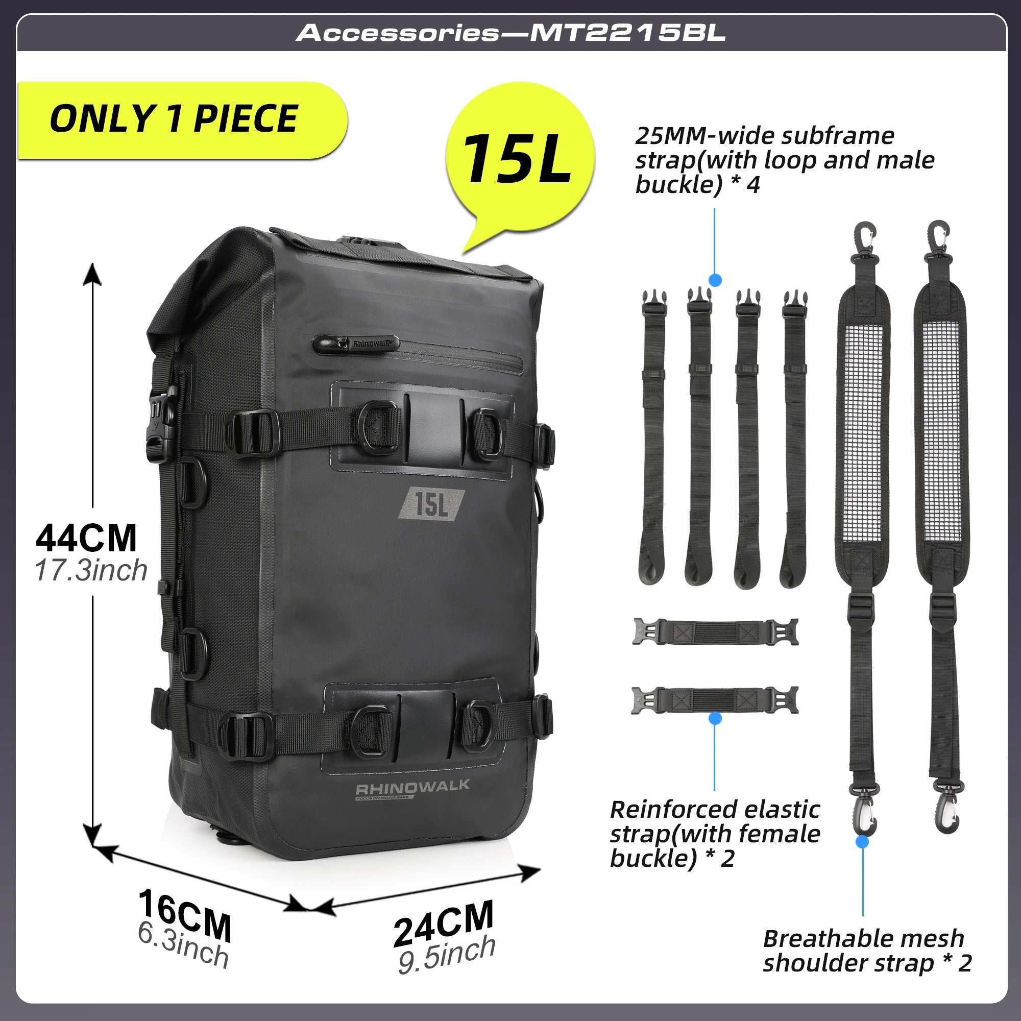 Rhinowalk Motorcycle Backpack Waterproof Bag 8L 15L 30L Motorbike Tail Bag Universal Outdoor Pannier Saddle Bag Accessories