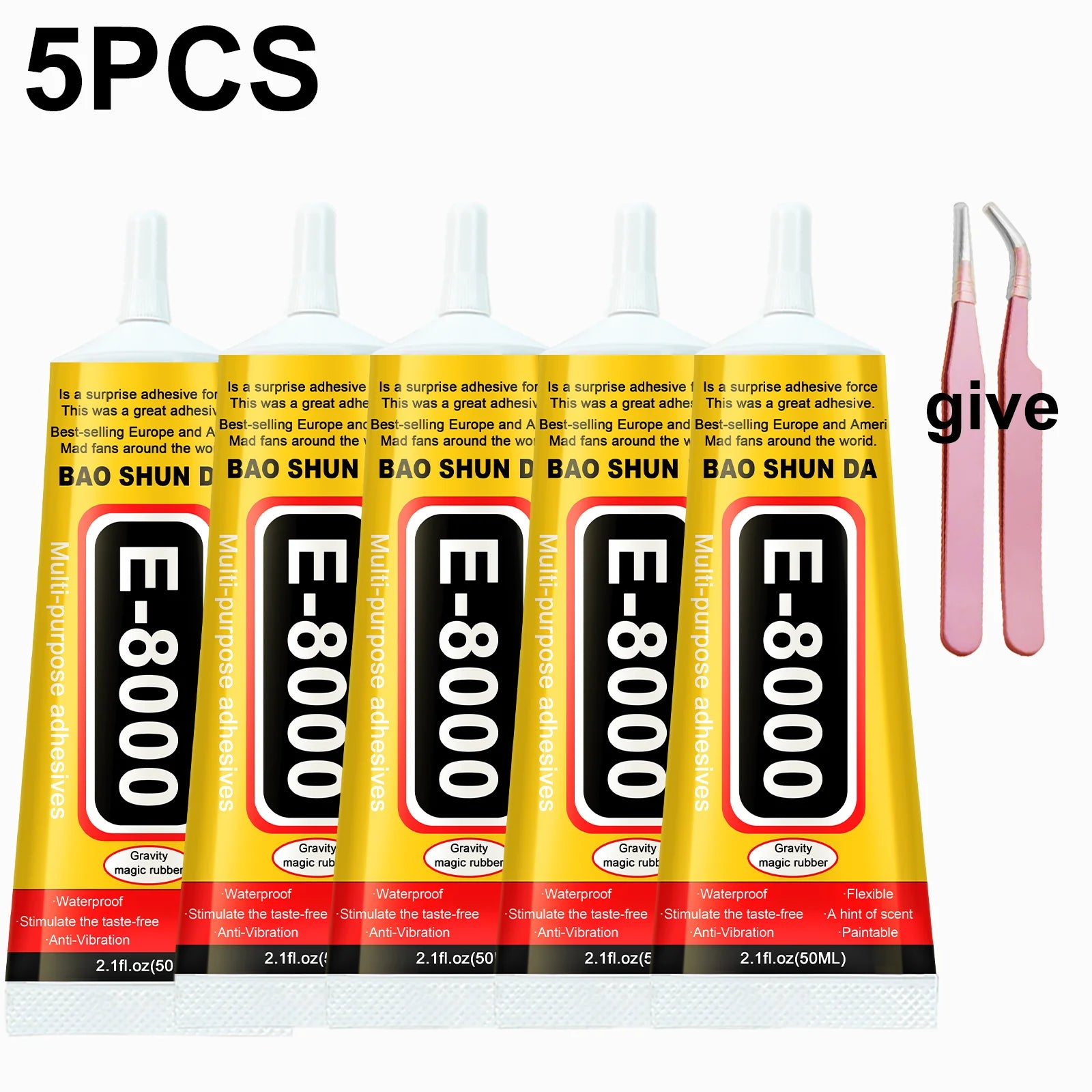 E8000 Multi-Purpose Glue 5 Bottles Set Strong Adhesive for Rhinestone Leather Phone Repair 15ml/25ml/50ml/110ml Transparent Quic