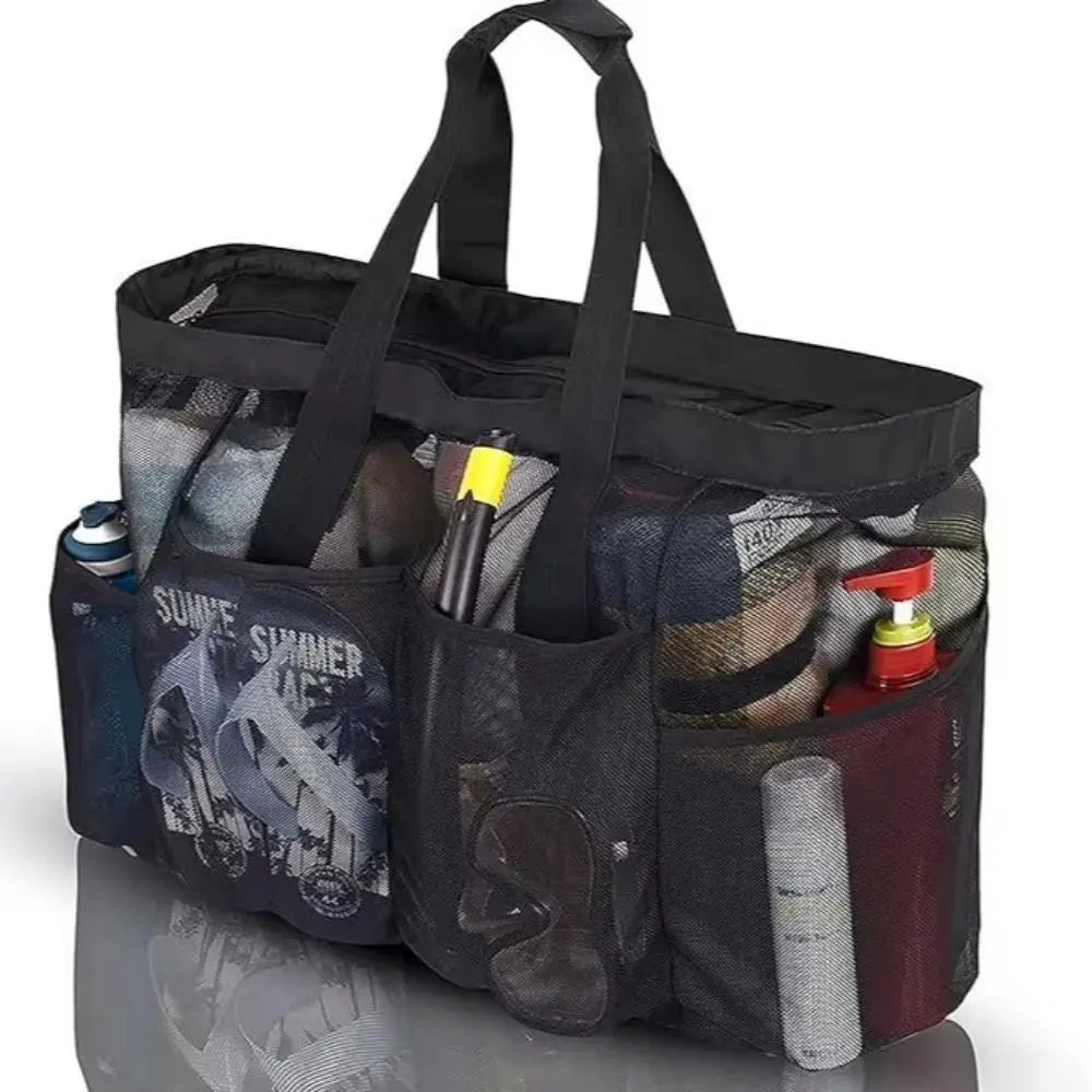 Large-Capacity Mesh Beach Handbag Snaps Lightweight Beach Toy Baskets Multi-purpose Quick Dry Travel Wash Tote Bag Cosmetic