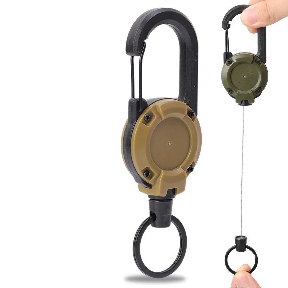 Retractable Heavy Duty Pull Reel Carabiner Multitool Survivalowy Buckle Spring Key Ring Outdoor Sporty Attachment Keychain Tool