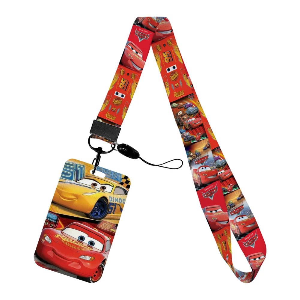 Cars Disney Movie Lightning McQueen New Arrvial Cute Cartoon Badge Holder ID Card Bus Card Holder Lanyard for Accessories Gifts