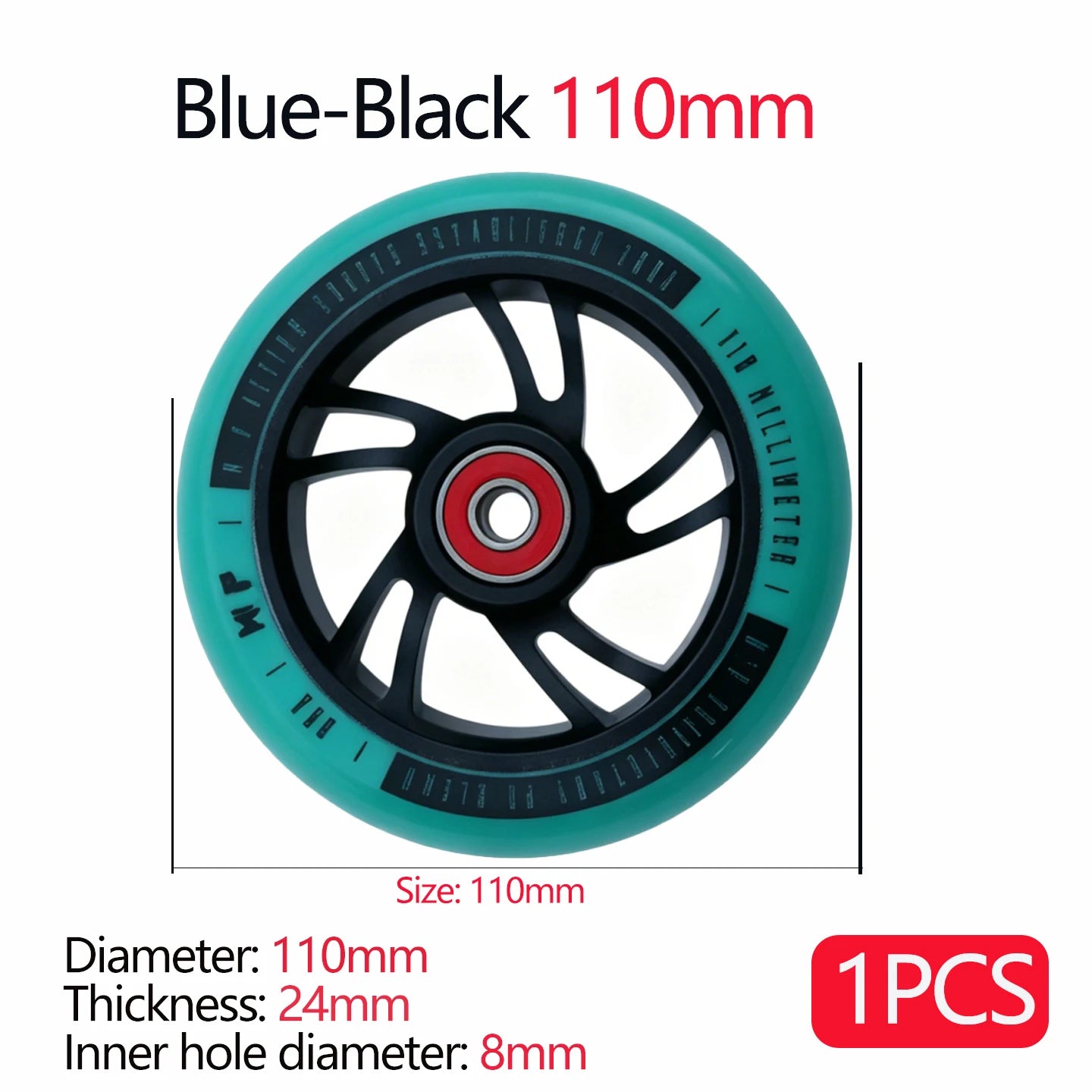 100/110/120mm Extreme Scooter Wheel, Aluminum Alloy Hub Impact Wear Resistant, Freestyle Racing Replacement Accessory