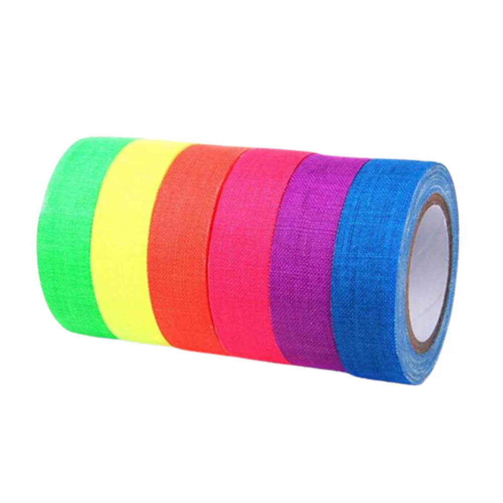 UV Gaffer Fluorescent Tape Matt Night Self-Adhesive Glow In The Dark Luminous Tape For Party Floors Stages Whiteboard 6pcs/Set