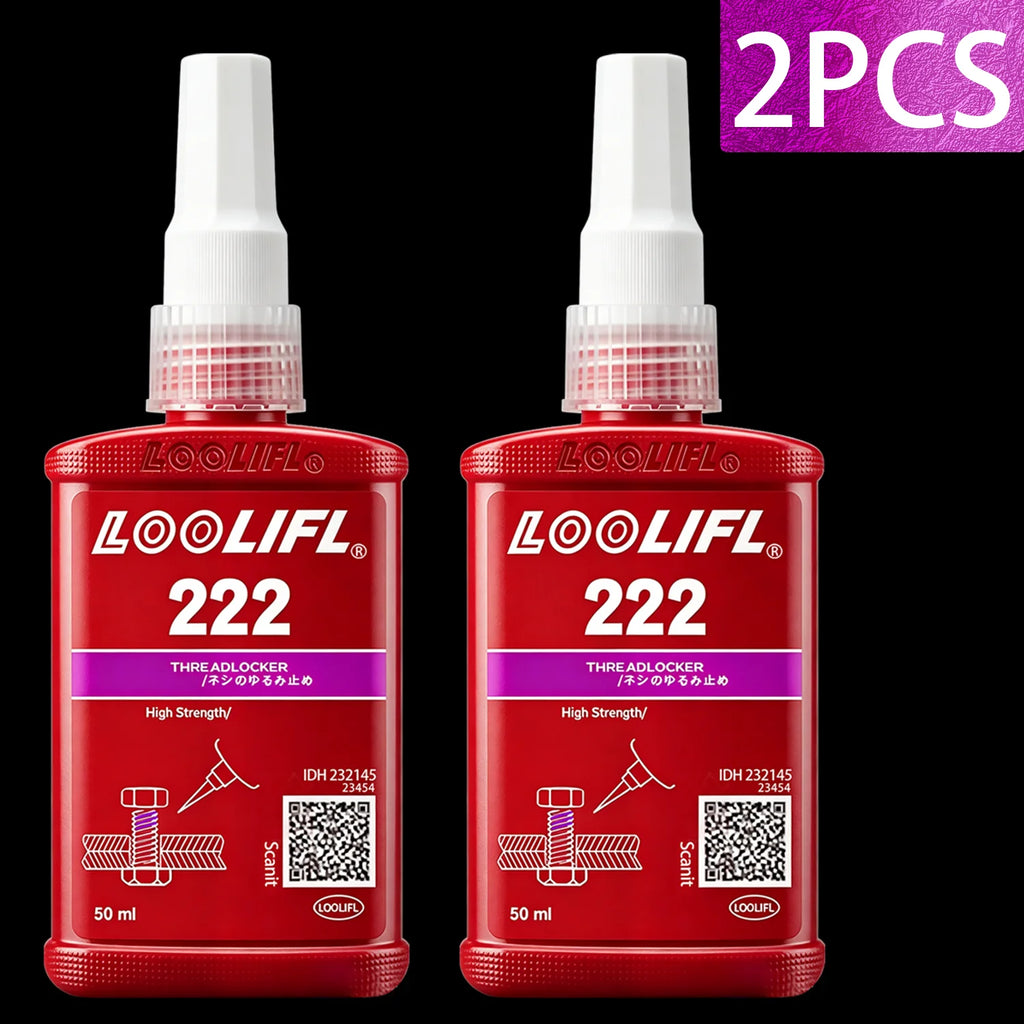 LOOLIFL 271 Red Thread Locker High Strength Removable Screw Lock Glue, Anti-Vibration Anti-Rust Sealant Metal Fasteners Bolts