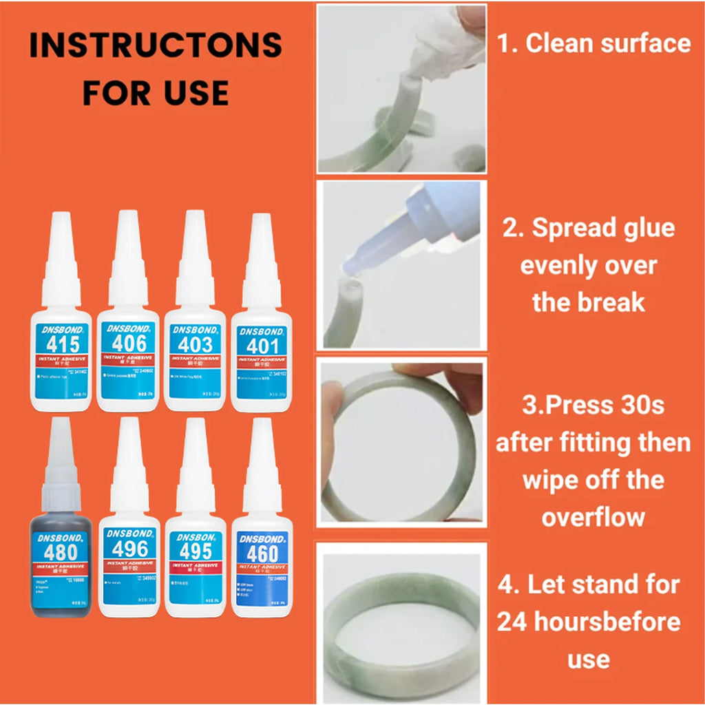 Brand-new Upgraded Instant Adhesive 401/ 403/ 406/ 454/ 460/ 480/ 495/ 496 Super Glue Extra Strong Multi-purpose Cyanoacrylate