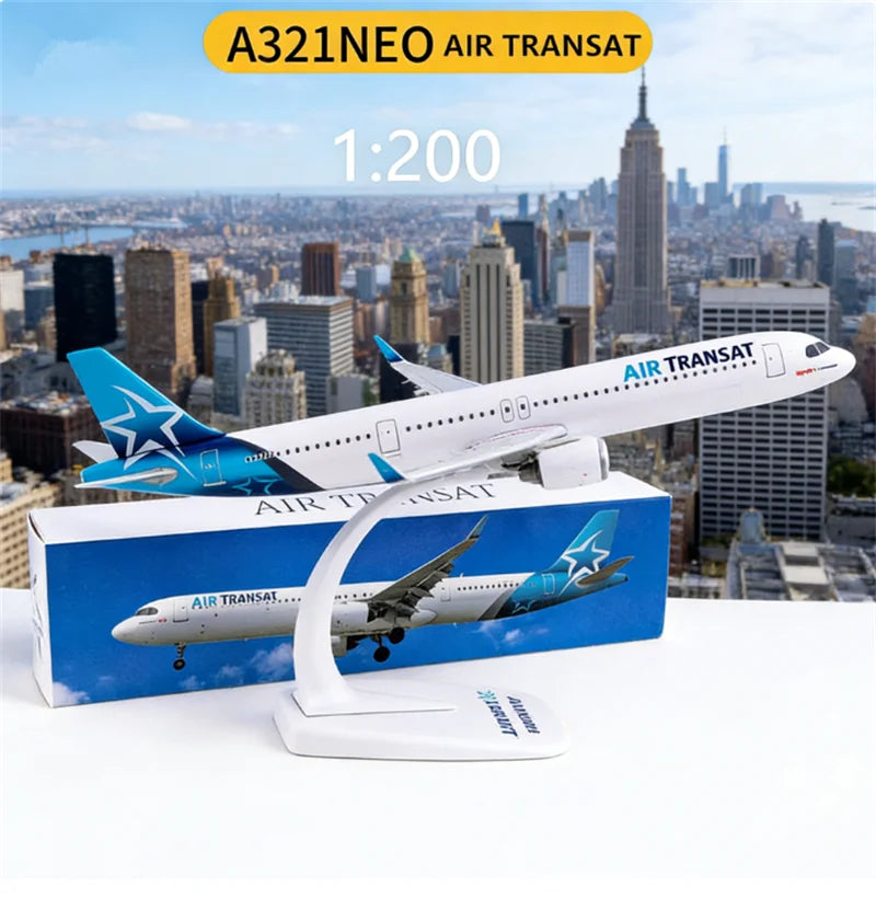 1:200 Scale AIR Transat A321 NEO Airways Airlines ABS Plastic Airplane Model Aircraft Plane Assembly Collection Display Fans