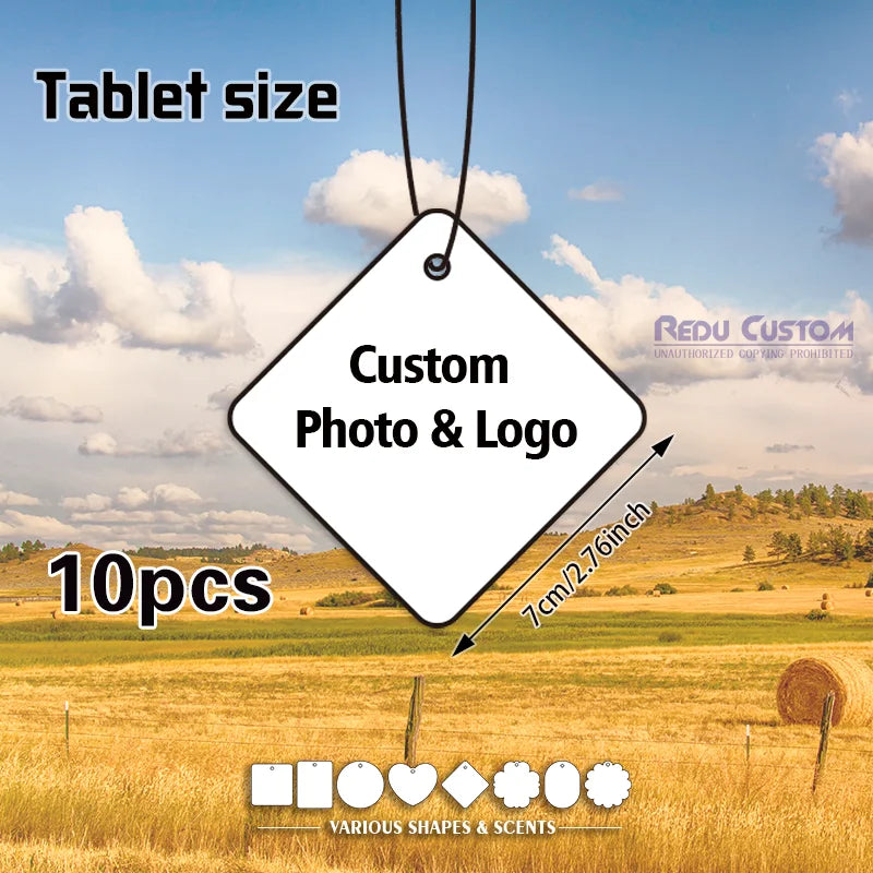 10 Customizable Photo Car Air Fresheners, Personalized Creative Decorative Fragrance Sheets, Support Customization of Company Logos, Photos of Family, Friends, and Pets