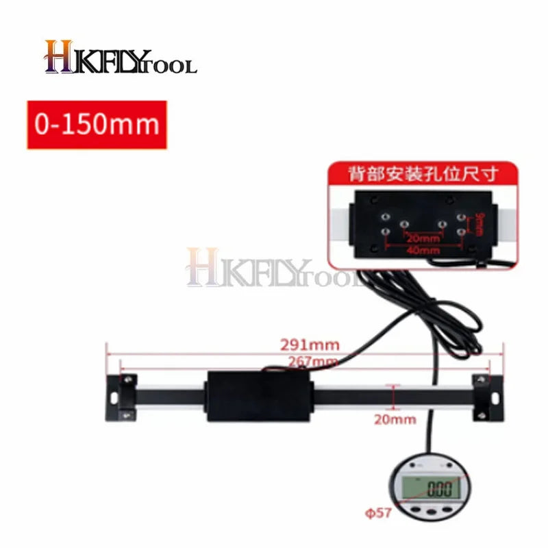 0-150/200/300/400/500mm 0.01 mm DRO Magnetic Remote Digital Readout Digital Linear Scale External Display Measuring Tool