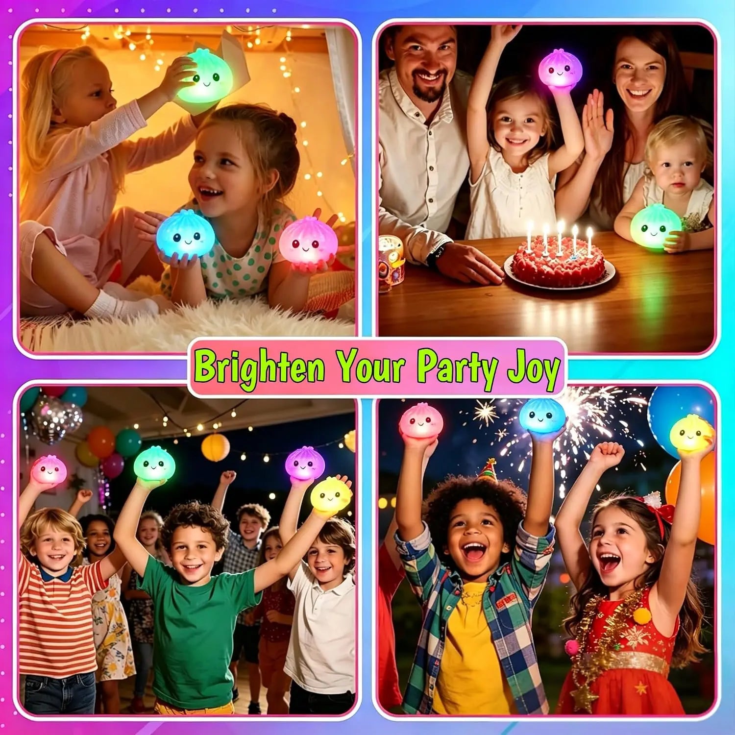 2026 Glitter Glow Dumpling Squishy Stress Balls Colorful Fidget Sensory Toy Stress Relief Stretchy Desk Toy for Kids Adults