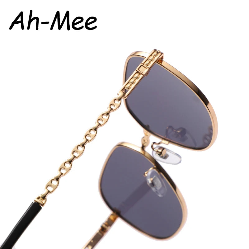 Hiking New Women Square Anti Light Glasses Vintage Alloy Frames Gradient Sun Glasses Retro Punk Metal Shades Oculos De Sol