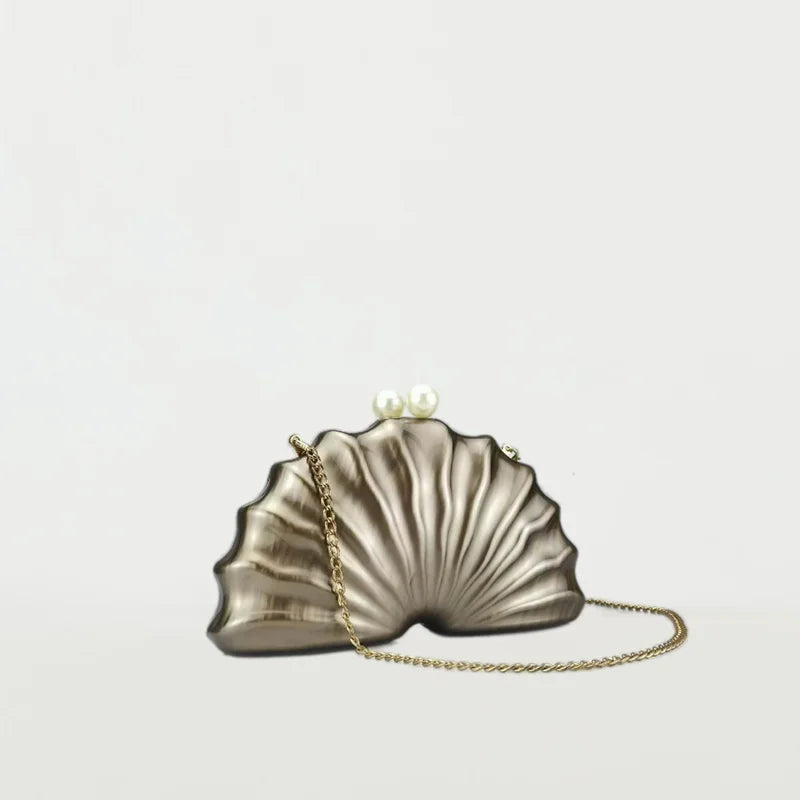 Shell Clutch Bag Acrylic clutch bag women wedding evening party cute ivory pearl color purse handbag summer new 2024