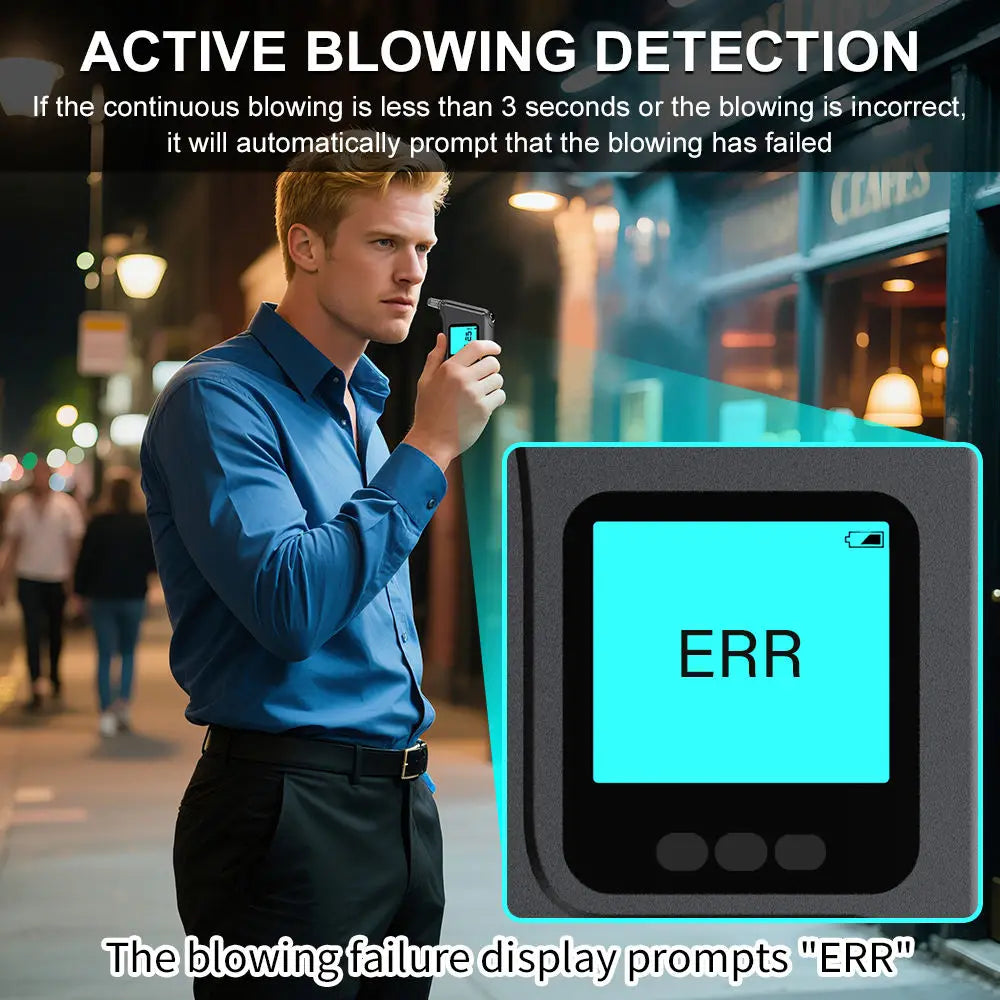 LCD Display Breathalyzer with 5 Mouth Pieces Portable Breathalyzer Breath Alcohol Tester for Drunk Driving Test Use