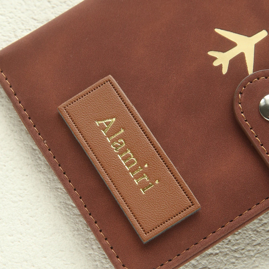 1PCS Personalized Name Passport Holder Custom Suede Passport Cover Texture Faux Leather Passport Bag Custom Travel Accessories