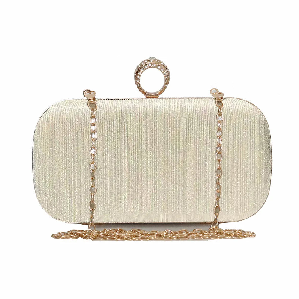 Finger Ring Women Evening Bags Party Wedding Glitter Handbags New Arrival Purse Diamonds Box Holder Clutch Gold Shoulder Bag Sac