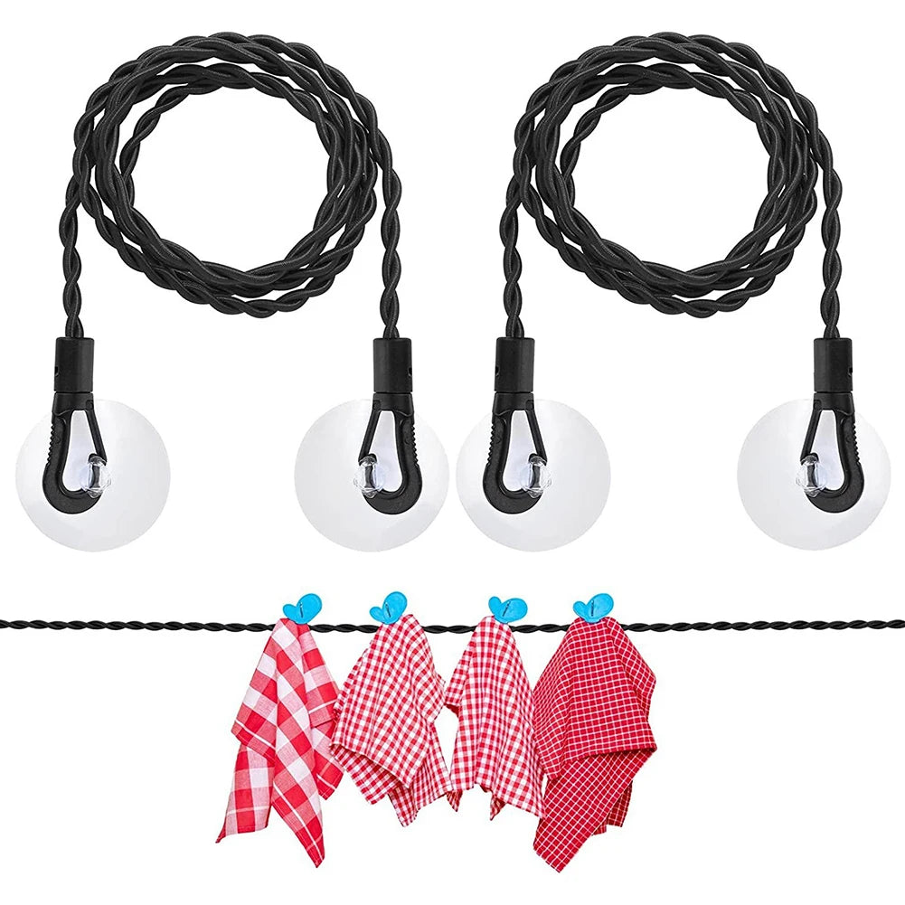 Camping Retractable Clothesline With Hook Suction Cup Clothes-Drying Rack Weather-resistant Laundry Line For Bathroom Outdoor