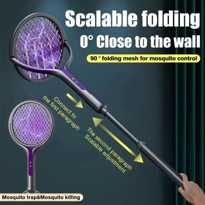 Automatic Mosquito Swatter, Telescopic, Rotatable Mesh For Wider Coverage, USB Charging, Fast, Long Standby Time
