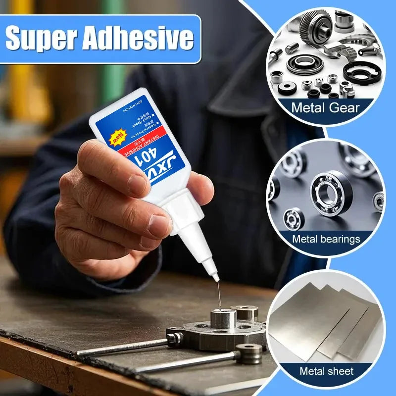 Extra-Strong Super Glue 401/502 for Metal and Plastic, 20 g – 5S Instant-Curing Cyanoacrylate Adhesive for Tool Repair