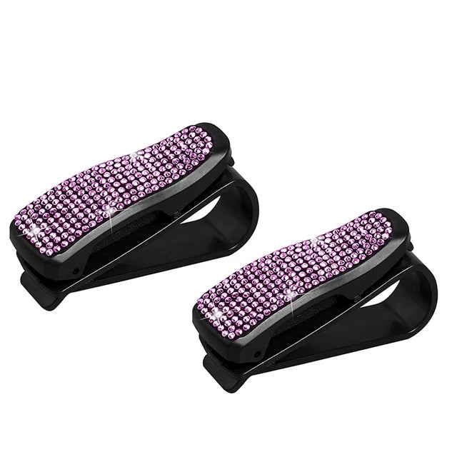 Car Sun Visor Sunglasses Clip Diamond Glasses Holder Eyeglasses Clips Card Ticket Holder Fastener Glasses Case Auto Accessories