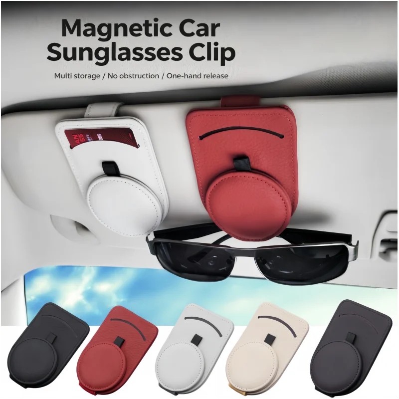 Car Sunglasses Bracket Sunshade Glasses Clip Multi functional Leather Glasses Hanger Portable Ticket Card Clip Car Accessories