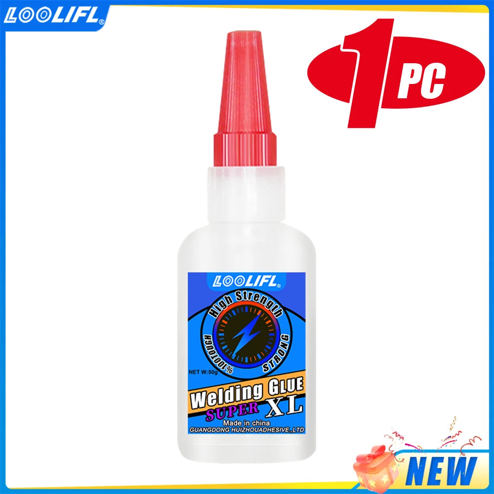 LOOLIFL 50g Transparent High-Strength Super Glue - Oil-Based Instant Repair Glue, Trace-Free & Fast-Drying, Free Dropper