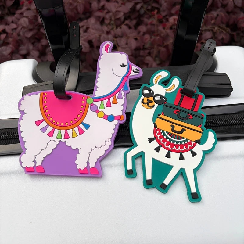 1/2Pcs Animal Luggage Tag Alpaca Airport Checked Baggage Anti-Loss Identifier Tag Hanging Luggage Tag for Couples Travel Essentials