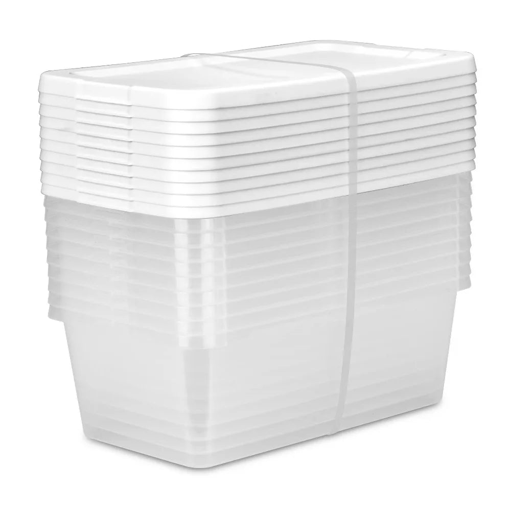Clear Plastic Storage Bins with Snap Lids Set of 10 6 Quart Small Organizing Containers for Home