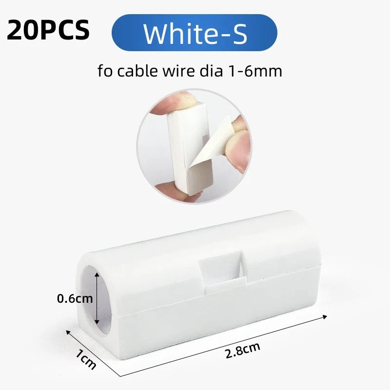 5/20pcs Cable Organizer Clip Snap Drop Wire Holder Cord Management Self-Adhesive Cable Fixed Clamp Office Wiring Accessory