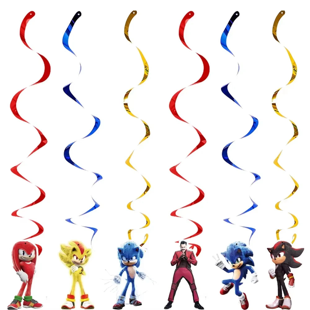 Sonic Birthday Party Supplies Hedgehog Action Figure Disposable Tableware Paper Plates Cup Knife Fork Spoon Baby Bath Toys