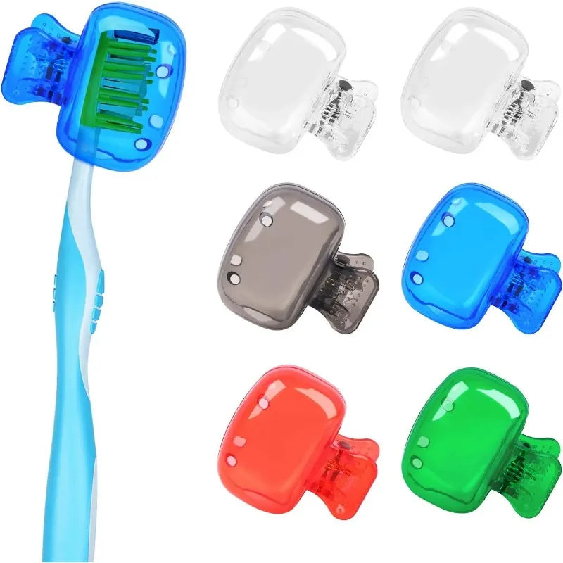 1/4 PCS Toothbrush Head Covers - Travel Protector Cap Case, Color Combo Clip for Household & Camping, Durable Plastic Portable