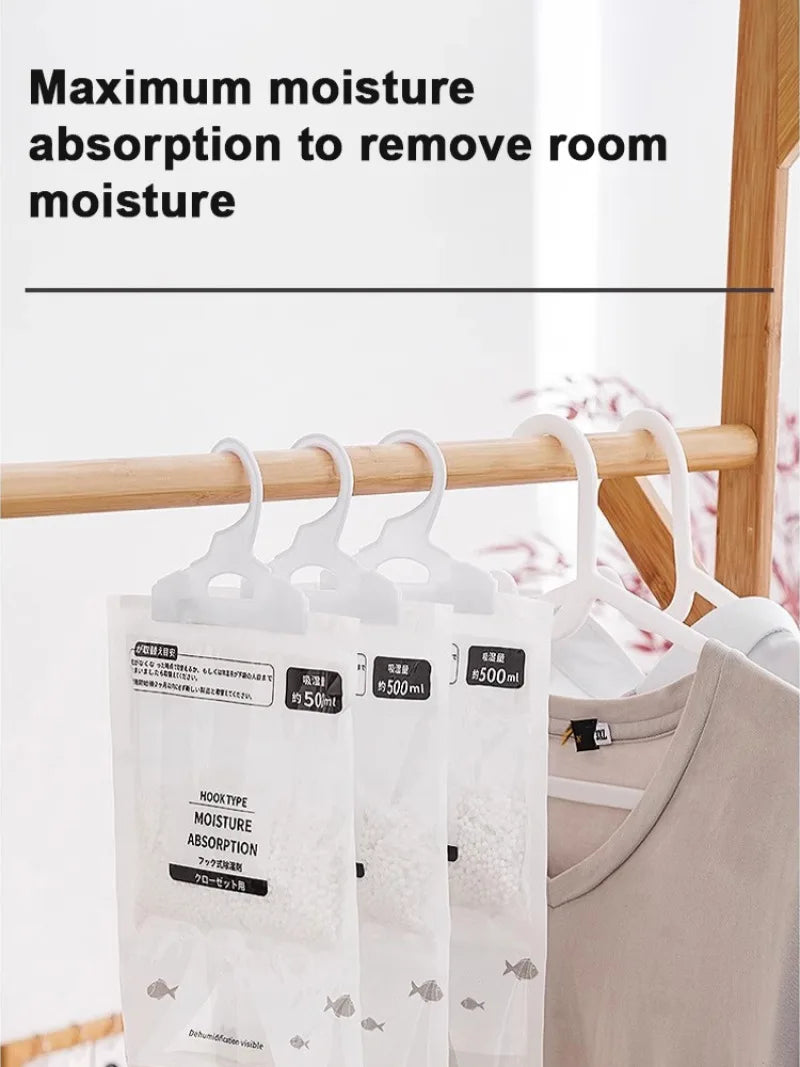 Hanging Dehumidifier Bag with Hook Household Hanging Dry Bag Desiccant MoistureProof Mildew Absorbent for Home Bathroom Wardrobe