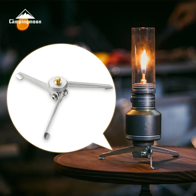 CAMPINGMOON TC-ST Stainless Steel 1/4 Camera Stand Foldable Aluminum Gas Tank Camping Atmosphere Light Stand Tripod