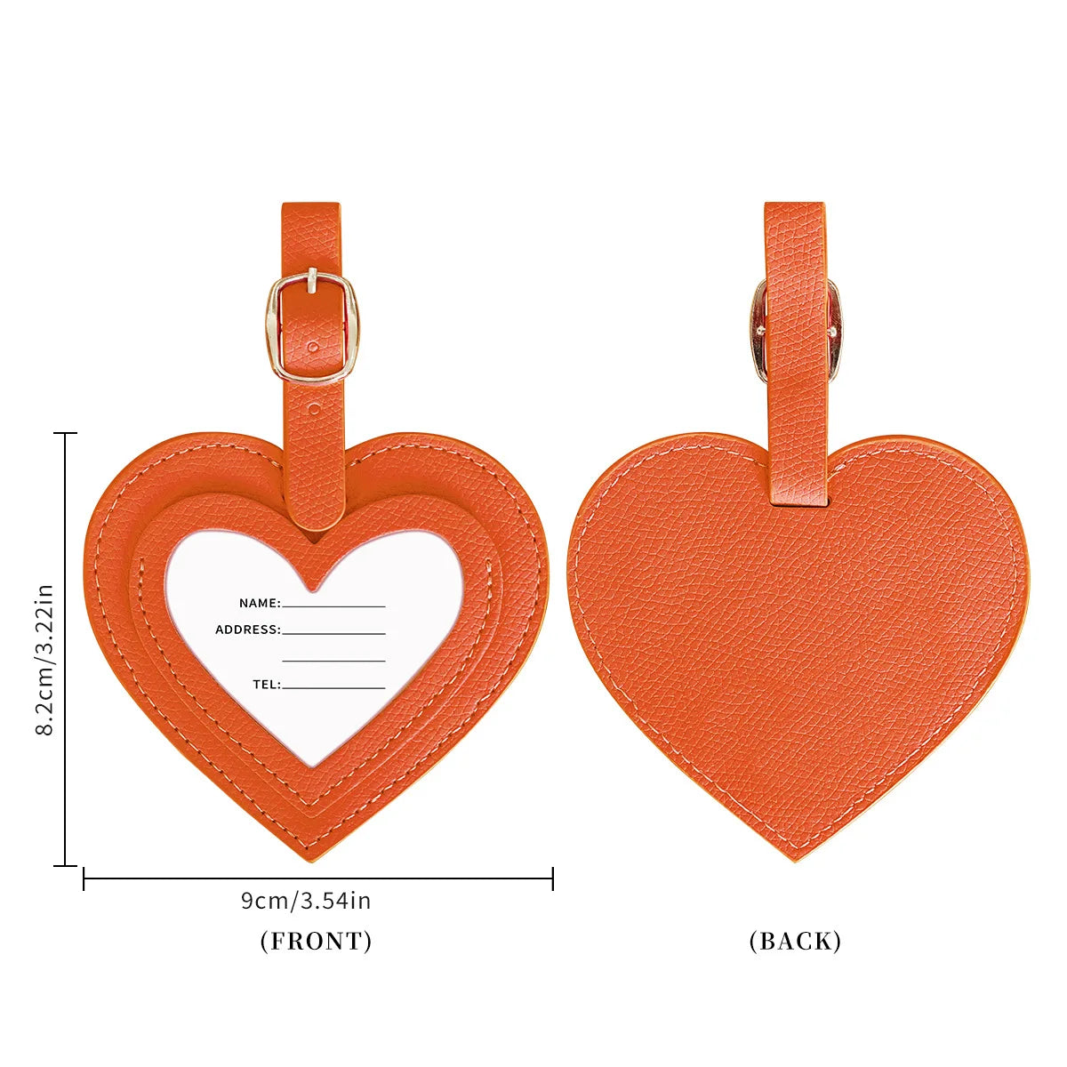 Pu Leather Simple Luggage Tag for Women Men Colorful PU Heart-shaped Boarding Pass Anti Loss Hanging Card Tags