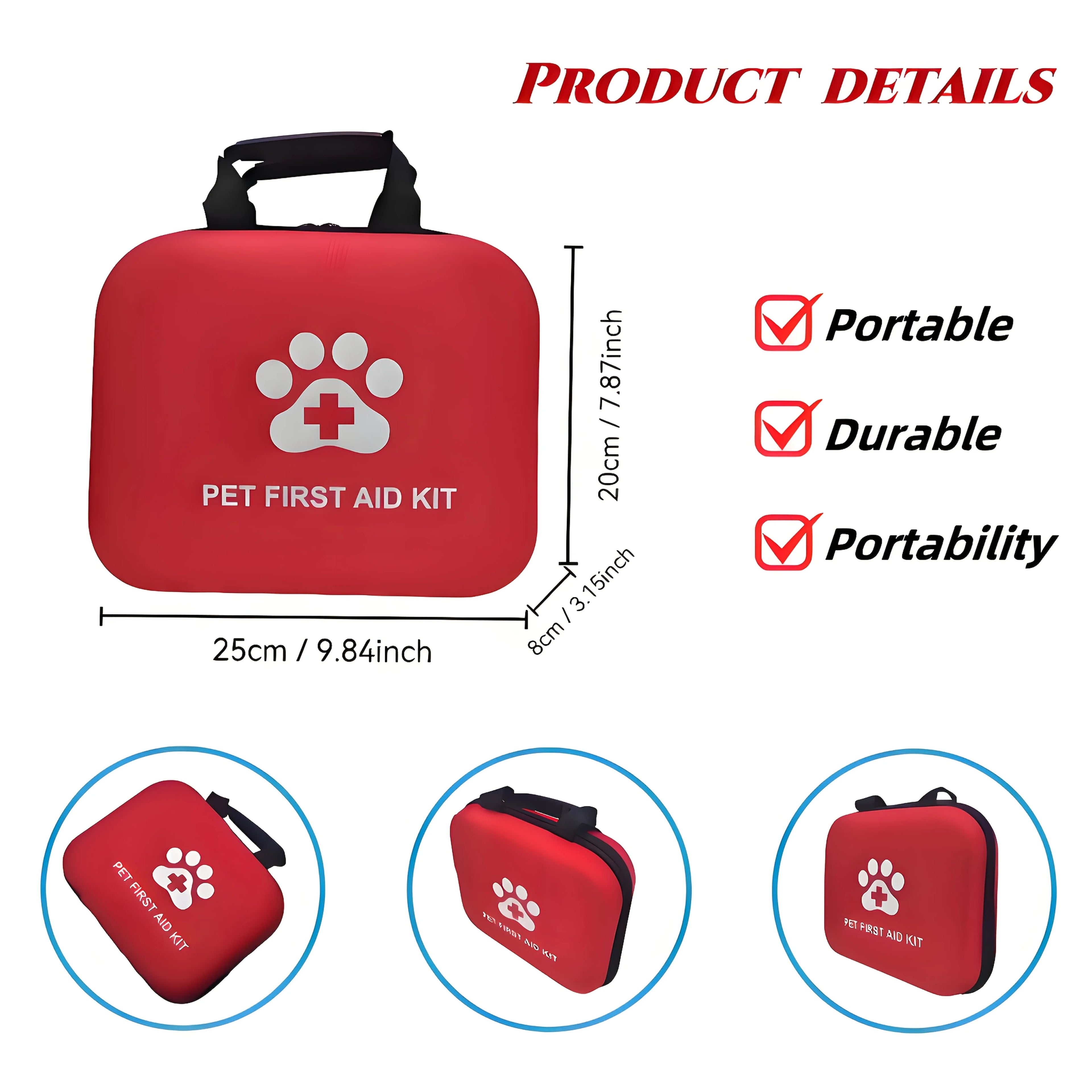 Pet First Aid Kit Multi-purpose Emergency Medical Portable Cat and Dog Medical Bag Outdoor Home Emergency EDC Camping Hiking