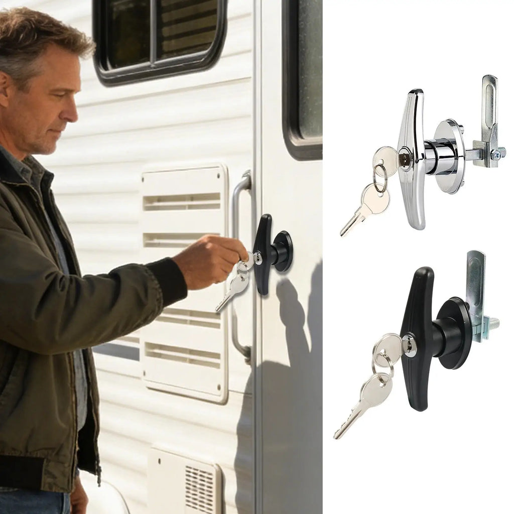 Camper Door Latch Zinc Alloy Heavy Duty Security Rv Door Handle Deadbolt Lock For Motorhome Travel Entry Cargo Interior Exterior